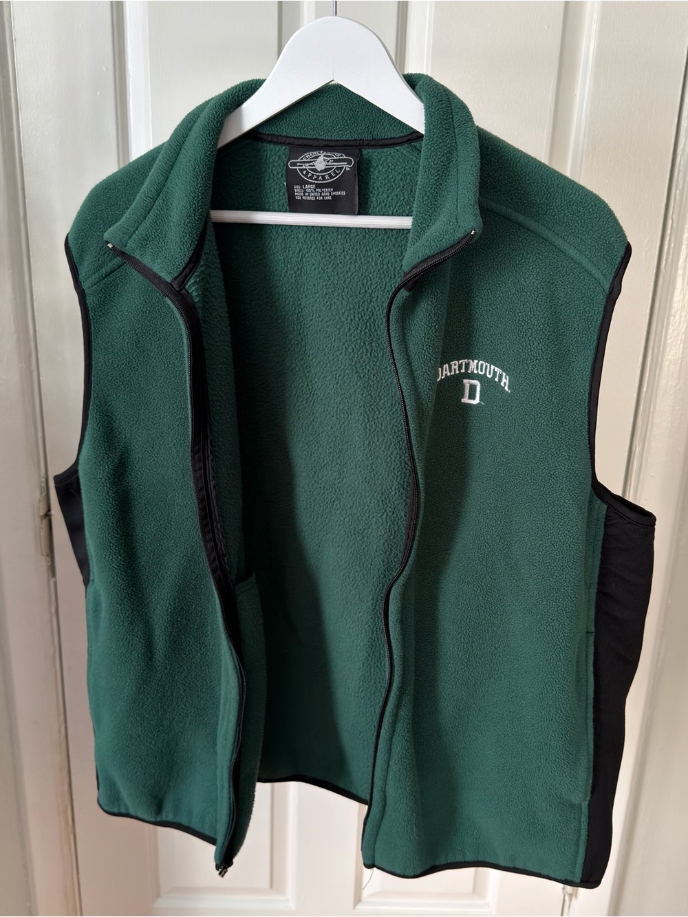 Charles River Apparel Dark Green Fleece Vest with Dartmouth Logo